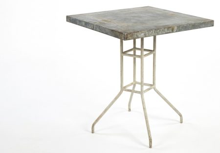 Table LIPP / Plateau Patiné avec Zinc rembordé et piètement Métal tubulaire – photo produit