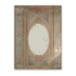 Trumeau Colonnades toile beige rosé motifs colonnes et miroir ovale