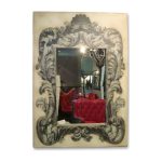 Trumeau Compostelle imitation miroir sur toile de lin ornements baroques – Provence et Fils