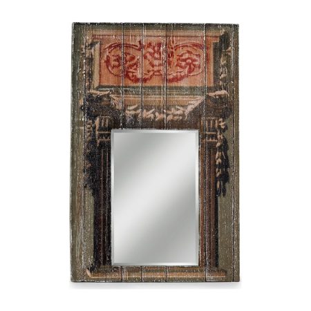 Miroir trumeau Teatro décor peint vert et rouge sur bois, miroir argenté – Provence et Fils